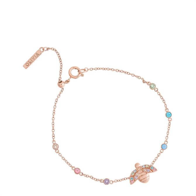 Olivia Burton Rainbow Bee Rose Gold Chain Bracelet